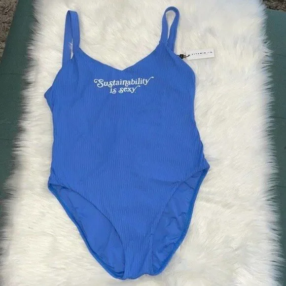 Vitamin A Womens Size 14 DD Mediterranean Blue Leah Sis One-piece Bathing Suit - Picture 3 of 9